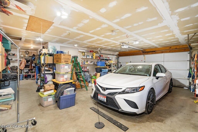 garage with a garage door opener