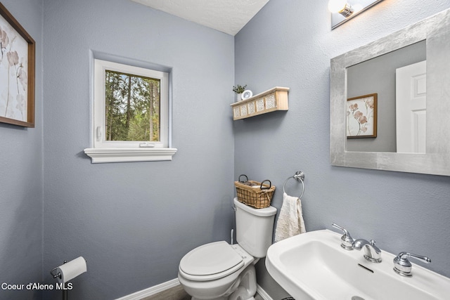 bathroom featuring a sink, baseboards, and toilet