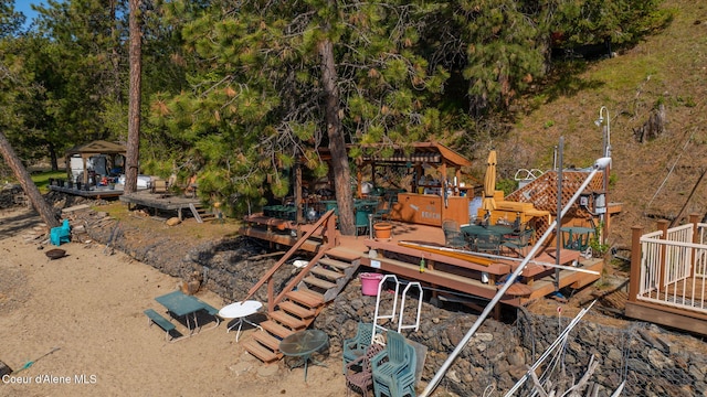 view of yard with a gazebo and a deck