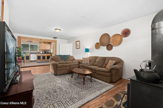 living area featuring wood finished floors