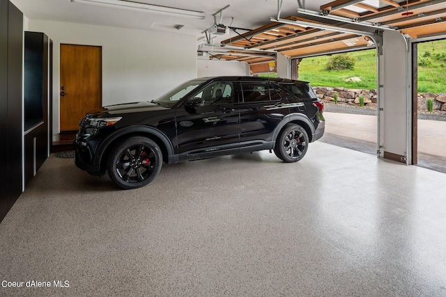 garage with a garage door opener