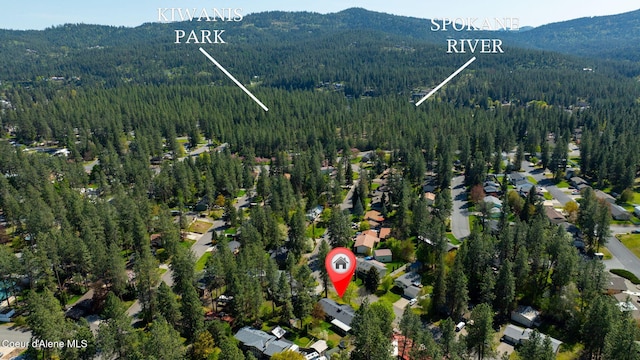 211 S Pinewood Dr, Post Falls, ID 83854 - bird's eye view featuring a view of trees and a mountain view