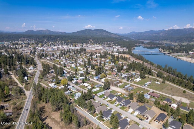 635 E Valley St, Oldtown, ID 83822 - aerial view featuring a residential view and a water and mountain view