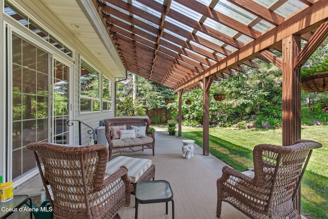 8533 N Tartan Dr, Hayden, ID 83835 - view of patio featuring a pergola and outdoor lounge area