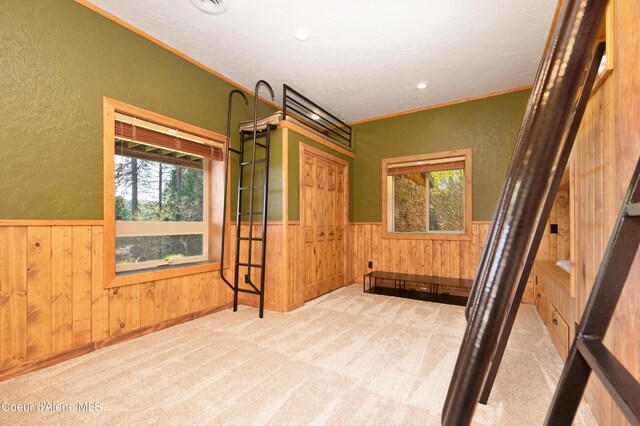122 Makridge Ln, Kingston, ID 83839 - interior space with wainscoting, wooden walls, and a wealth of natural light