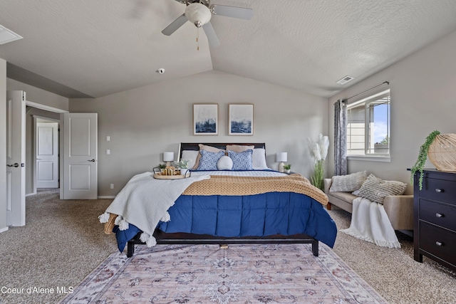 9362 N Prince William Loop, Hayden, ID 83835 - carpeted bedroom with lofted ceiling, ceiling fan, a textured ceiling, and baseboards