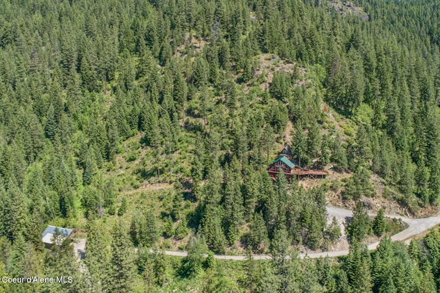 bird's eye view with a view of trees