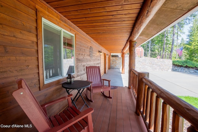 2264 Parker Canyon Rd, Bonners Ferry, ID 83805 - wooden terrace featuring a porch