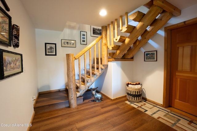 2264 Parker Canyon Rd, Bonners Ferry, ID 83805 - stairs featuring baseboards, recessed lighting, and wood finished floors