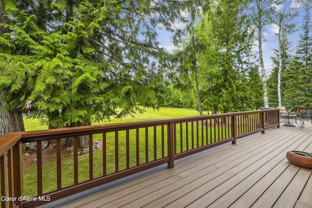 1201 Paradise Valley Rd, Bonners Ferry, ID 83805 - deck with a lawn and view of scattered trees