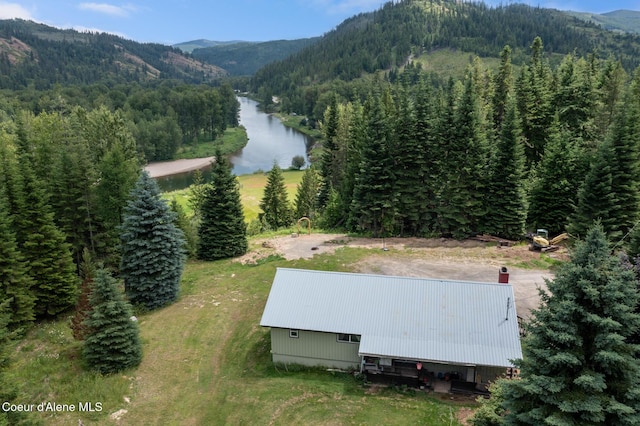 19856 B St Joe River Rd, Calder, ID 83808 - drone / aerial view with a water and mountain view and a wooded view