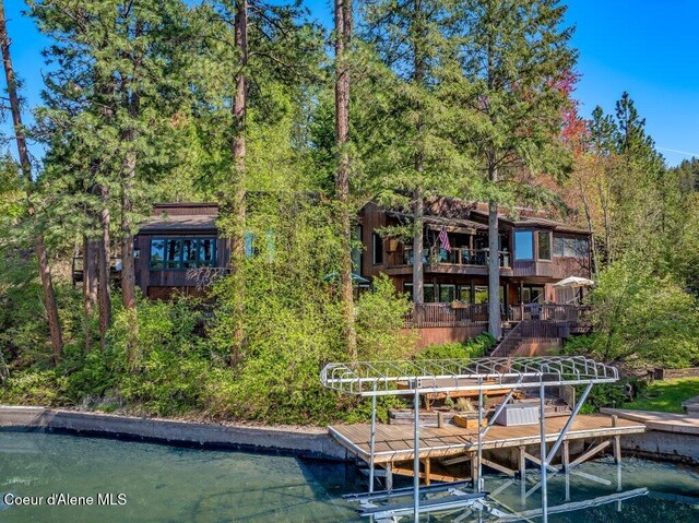 view of dock featuring stairs
