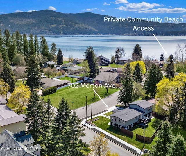 702 Merton Ave, Sandpoint, ID 83864 - aerial view of residential area featuring a water and mountain view