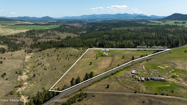 birds eye view of property featuring a mountain view