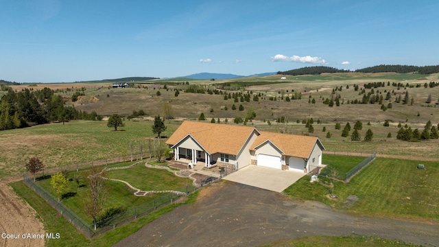 aerial view featuring a rural view
