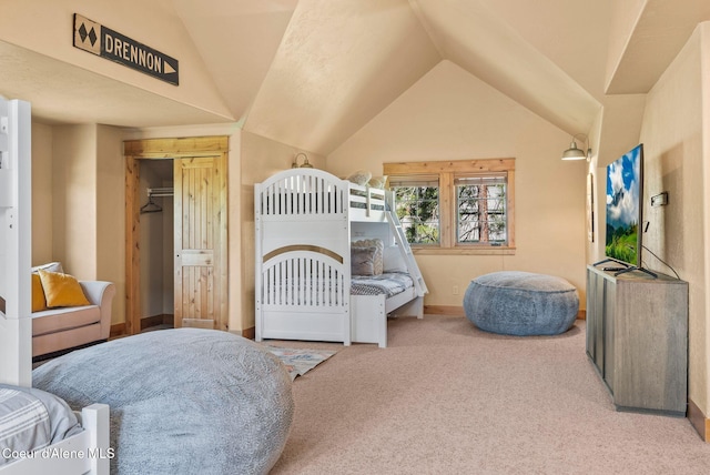 504 Hornby Pl, Dover, ID 83825 - bedroom featuring carpet, lofted ceiling, a closet, and baseboards