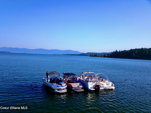 504 Hornby Pl, Dover, ID 83825 - water view featuring a mountain backdrop and a boat dock