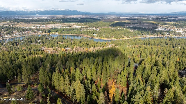 5969 W Highland Dr, Coeur Dalene, ID 83814 - bird's eye view with a water and mountain view and a wooded view