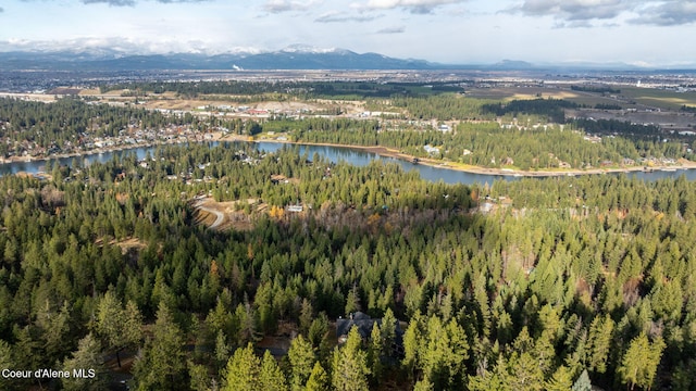 5969 W Highland Dr, Coeur Dalene, ID 83814 - bird's eye view featuring a water and mountain view and a wooded view