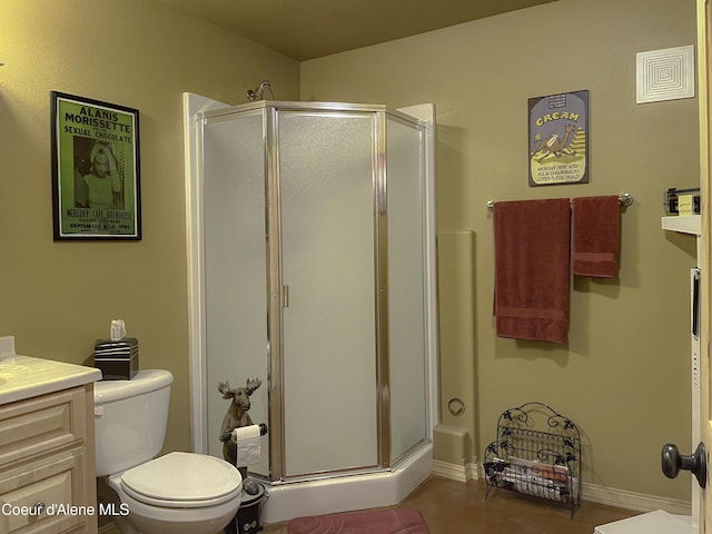 314 Overlake View Rd, Cocolalla, ID 83813 - full bathroom featuring vanity, toilet, and a shower stall