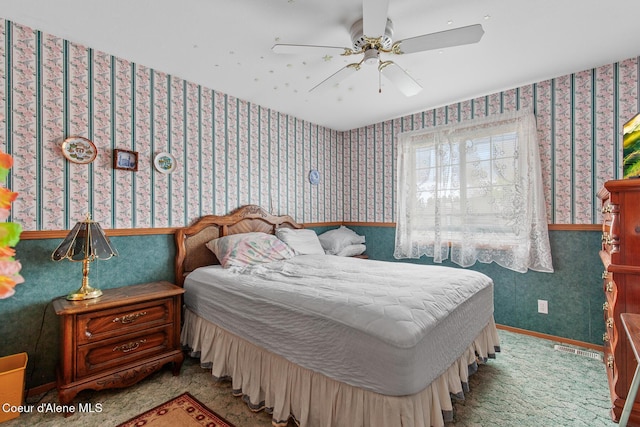 404 W 18th Ave, Post Falls, ID 83854 - bedroom with ceiling fan and wallpapered walls