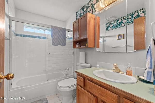 404 W 18th Ave, Post Falls, ID 83854 - full bath featuring toilet, washtub / shower combination, tile patterned flooring, and vanity