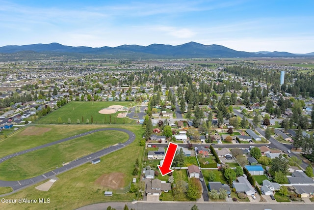 404 W 18th Ave, Post Falls, ID 83854 - birds eye view of property featuring a mountain view and a residential view