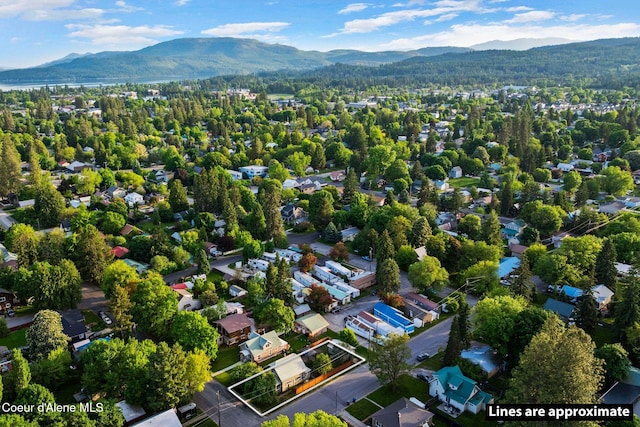723 Forest Ave, Sandpoint, ID 83864 - aerial overview of property's location with mountains and property parcel outlined