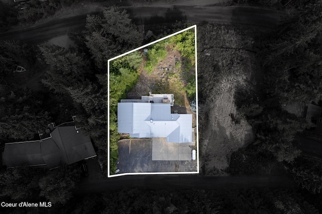 19820 S Alcan Rd, Coeur Dalene, ID 83814 - view from above of property featuring property boundaries highlighted