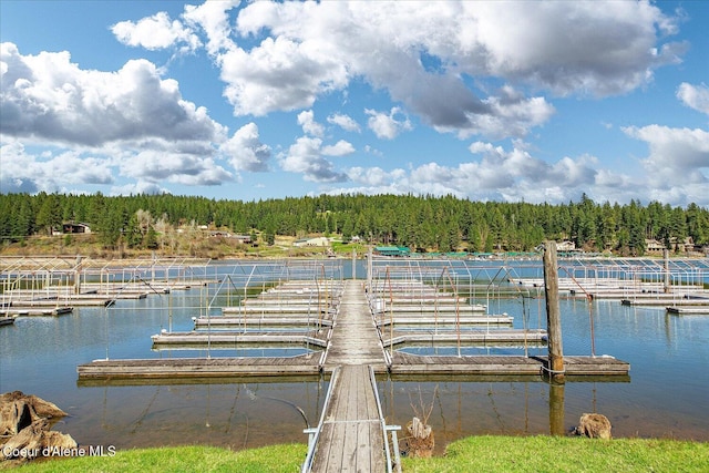 19820 S Alcan Rd, Coeur Dalene, ID 83814 - dock area featuring a view of trees and a water view