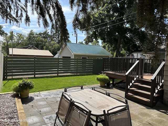 822 E Wallace Ave, Coeur Dalene, ID 83814 - view of patio / terrace with outdoor dining area, fence, and a wooden deck
