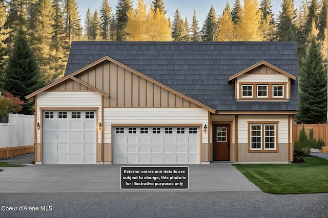 LT7BLK1 E Valley St, Oldtown, ID 83822 - view of front facade with a garage, board and batten siding, fence, and driveway