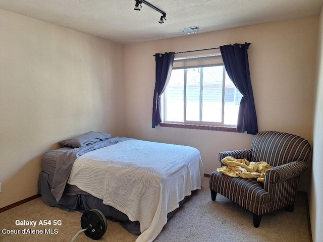 368 E Whispering Pines Ln # 6, Coeur Dalene, ID 83815 - bedroom featuring carpet, rail lighting, and visible vents
