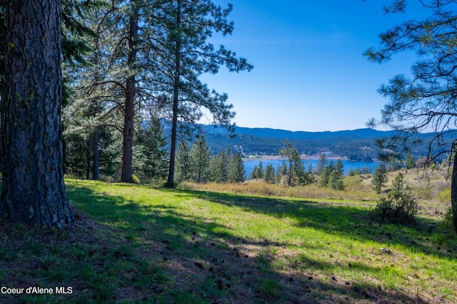 view of mountain feature featuring a water view
