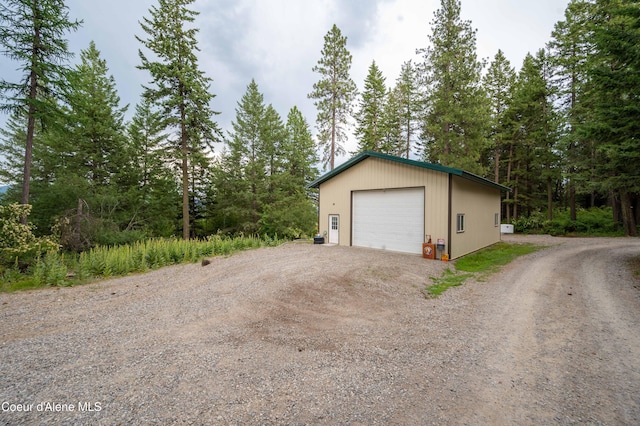 detached garage with driveway