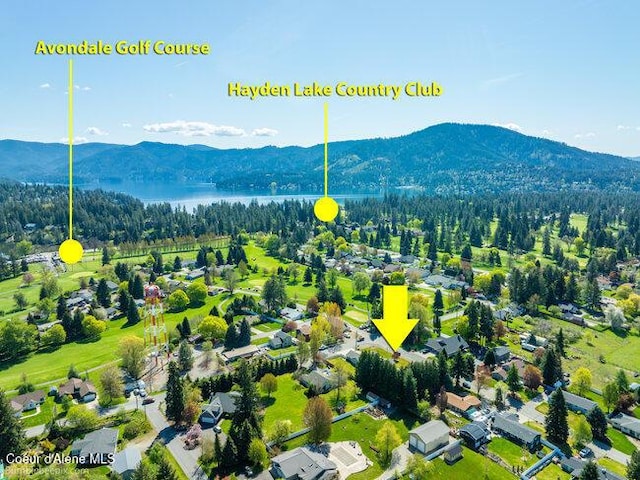 1547 E Stratford Dr, Hayden, ID 83835 - drone / aerial view featuring a water and mountain view