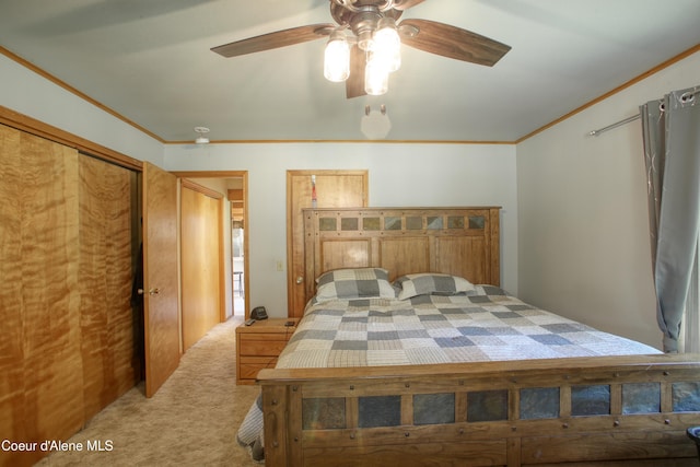 31582 E Hayden Lake Rd, Hayden, ID 83835 - bedroom with carpet, ceiling fan, and crown molding