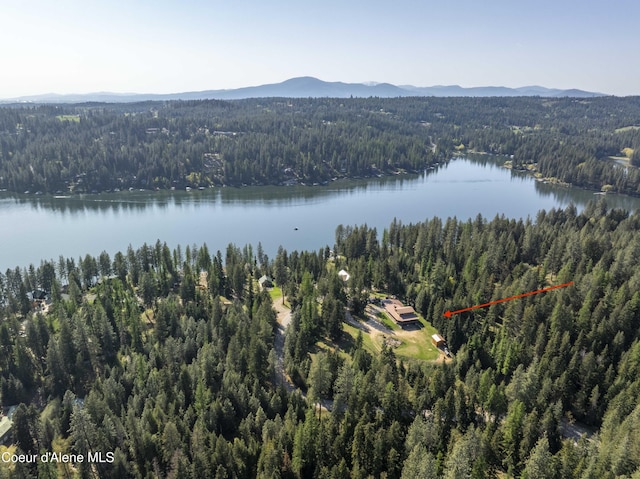 31582 E Hayden Lake Rd, Hayden, ID 83835 - aerial view with a water and mountain view and a wooded view