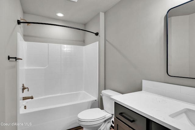 2878 N Callary St, Post Falls, ID 83854 - bathroom with vanity, toilet, shower / washtub combination, and recessed lighting