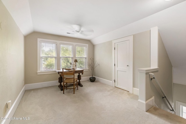306 S Huron Ave, Sandpoint, ID 83864 - carpeted office space with a ceiling fan, vaulted ceiling, and visible vents
