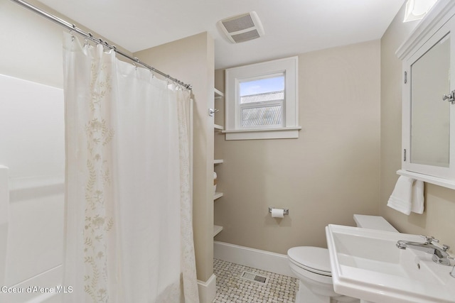 306 S Huron Ave, Sandpoint, ID 83864 - bathroom with a sink, toilet, visible vents, and tile patterned floors