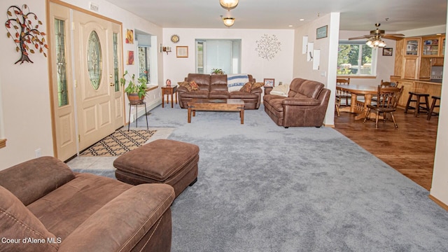 6616 Comanche St, Bonners Ferry, ID 83805 - living area featuring a ceiling fan and wood finished floors