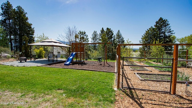 6616 Comanche St, Bonners Ferry, ID 83805 - view of jungle gym with a yard and a gazebo