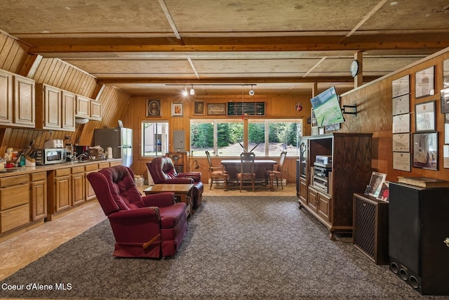 760 Fox Glen Rd, Sandpoint, ID 83864 - living room with light colored carpet and wooden walls