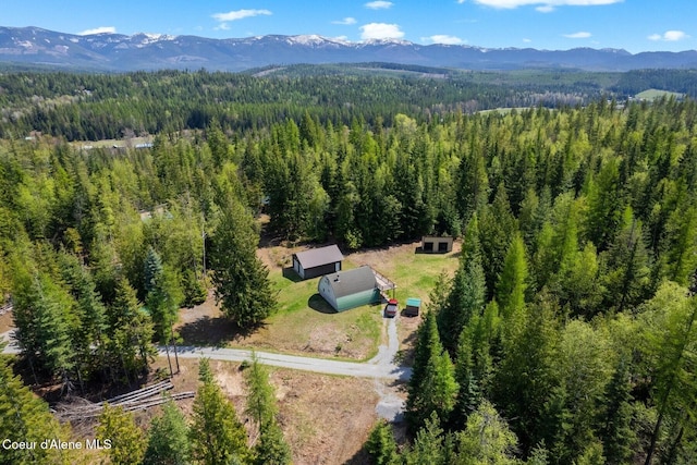 760 Fox Glen Rd, Sandpoint, ID 83864 - bird's eye view with a wooded view and a mountain view