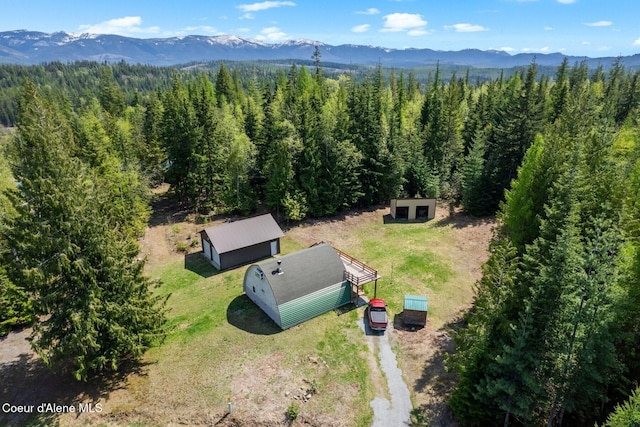 760 Fox Glen Rd, Sandpoint, ID 83864 - drone / aerial view with a view of trees and a mountain view