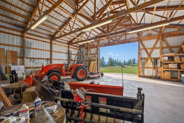garage with metal wall