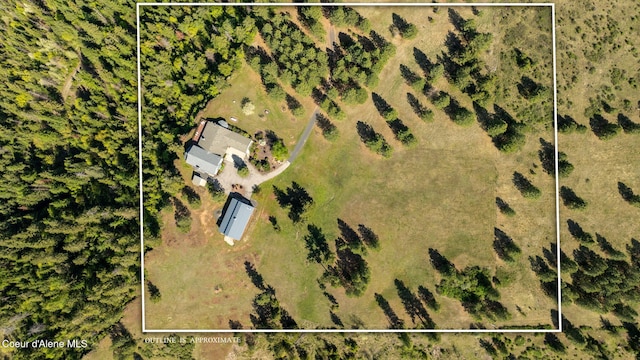 aerial view of property and surrounding area with property boundaries highlighted