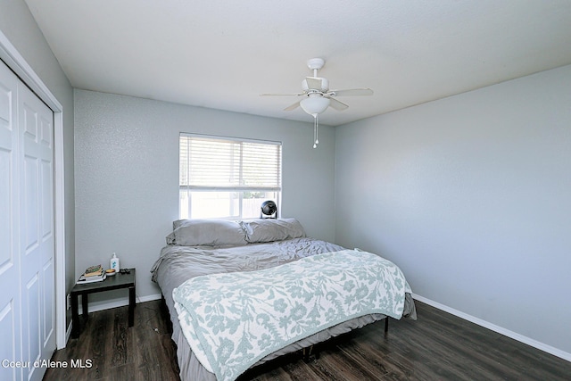 8102 W Arizona St, Rathdrum, ID 83858 - bedroom featuring dark wood finished floors, a closet, and ceiling fan