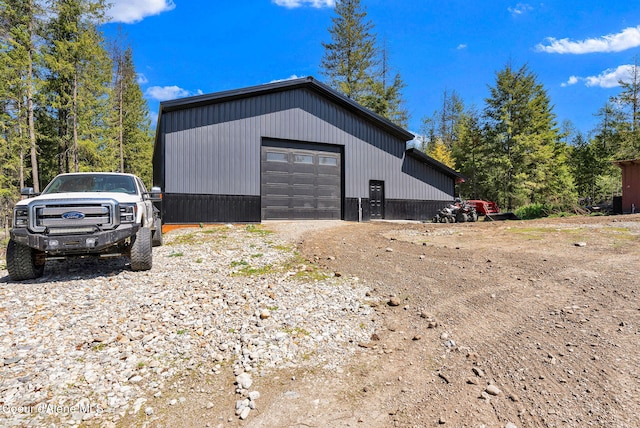 view of detached garage
